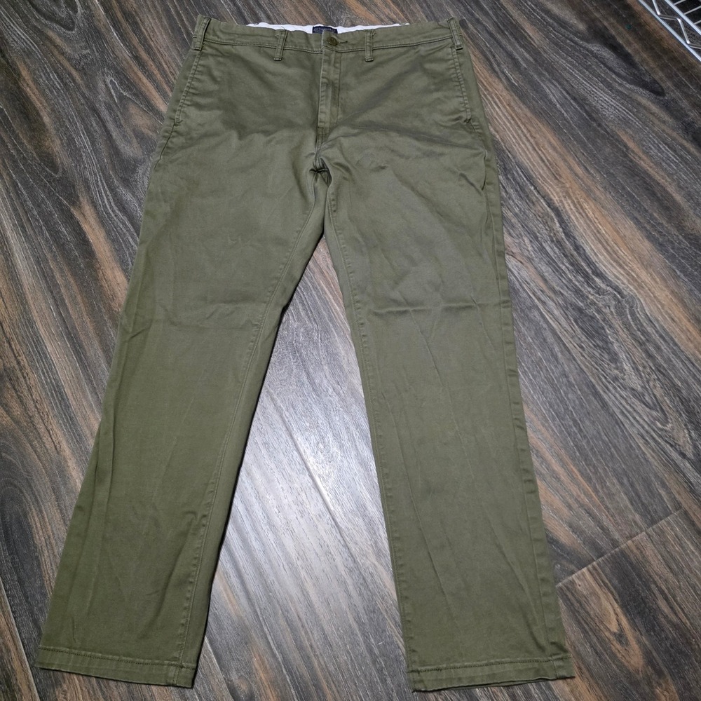 Levi‎ Strauss Mens Olive Green Stretch Chino Pants 34x30 Flat Front 24888-0025